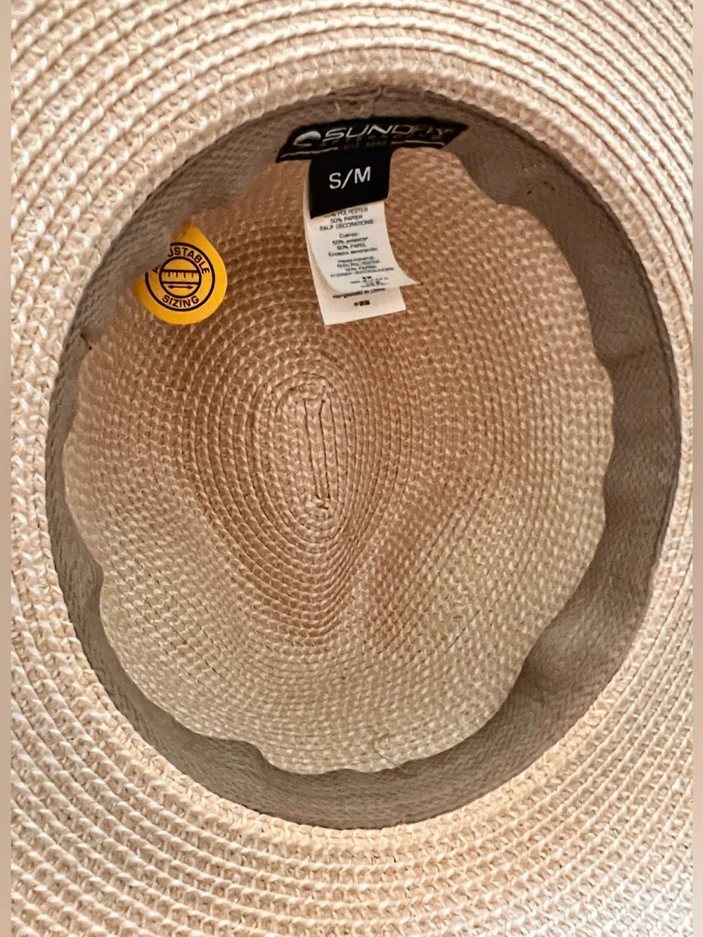 Sunday Afternoons Wanderlust Fedora Hat S/M Brown Rice Straw Sun Beach UPF 50+